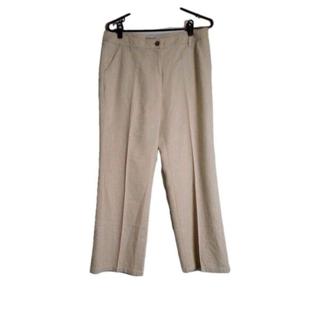 PER UNA Linen Lyocell Straight Leg Trousers Biege 32/28.5 Sz US 8 Clean Girl EUC